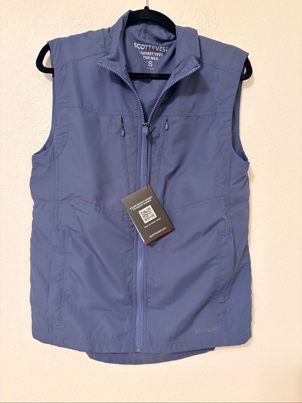 SCOTTeVEST LightEST Travel Vest Men’s Small Blue 16 Pockets NWT NEW